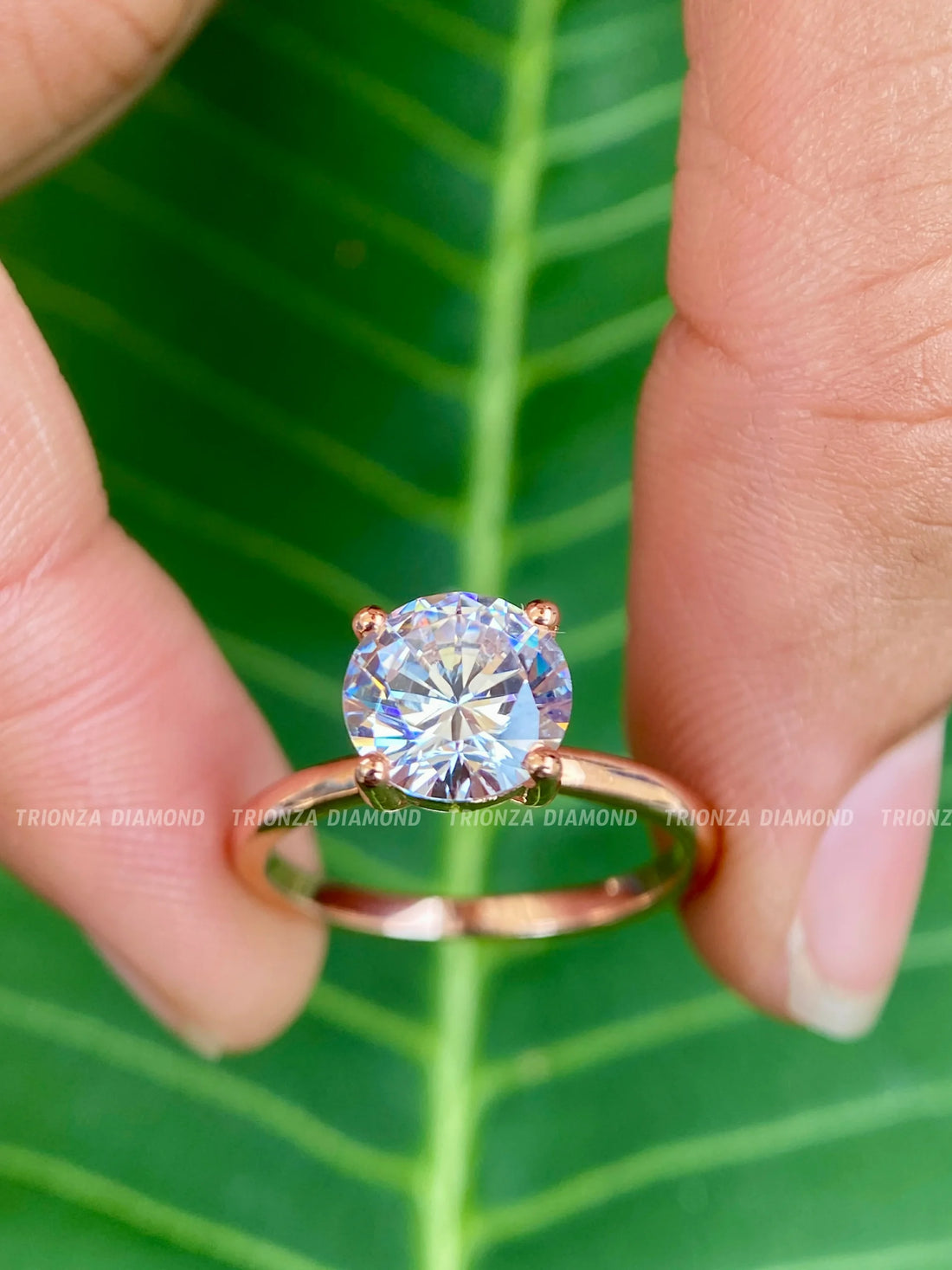 Test 14K White Gold Engagement Rings, 2 CT Round Cut Engagement Ring, Moissanite Ring, Platinum Wedding Ring, Ring For Her, Solitaire Ring